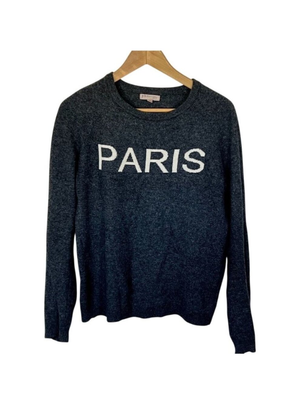 Philosophy Cashmere Paris Sweater Womens L Gray 100% Cashmere French Girl - Picture 1 of 11